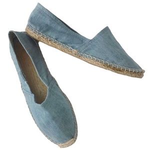 Soludos Canvas Chambray Espadrilles Flats Slip On Denim Blue 38 7.5